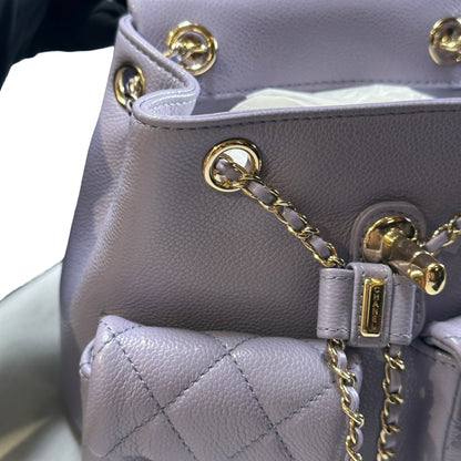 Used CHANEL Quilted Caviar Duma Backpack Purple Gold