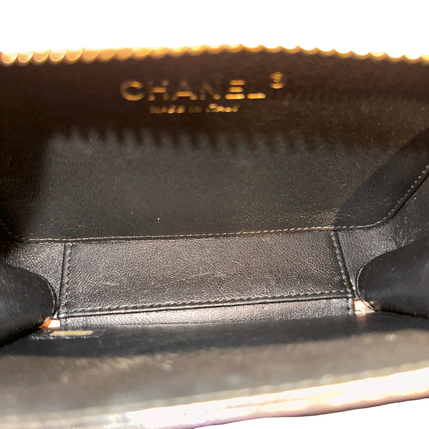 Used CHANEL Calfskin Leather Cross Body Bag Beige GHW