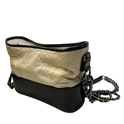 Used CHANEL Quilted Calfskin Gabrielle Hobo Bag White Black