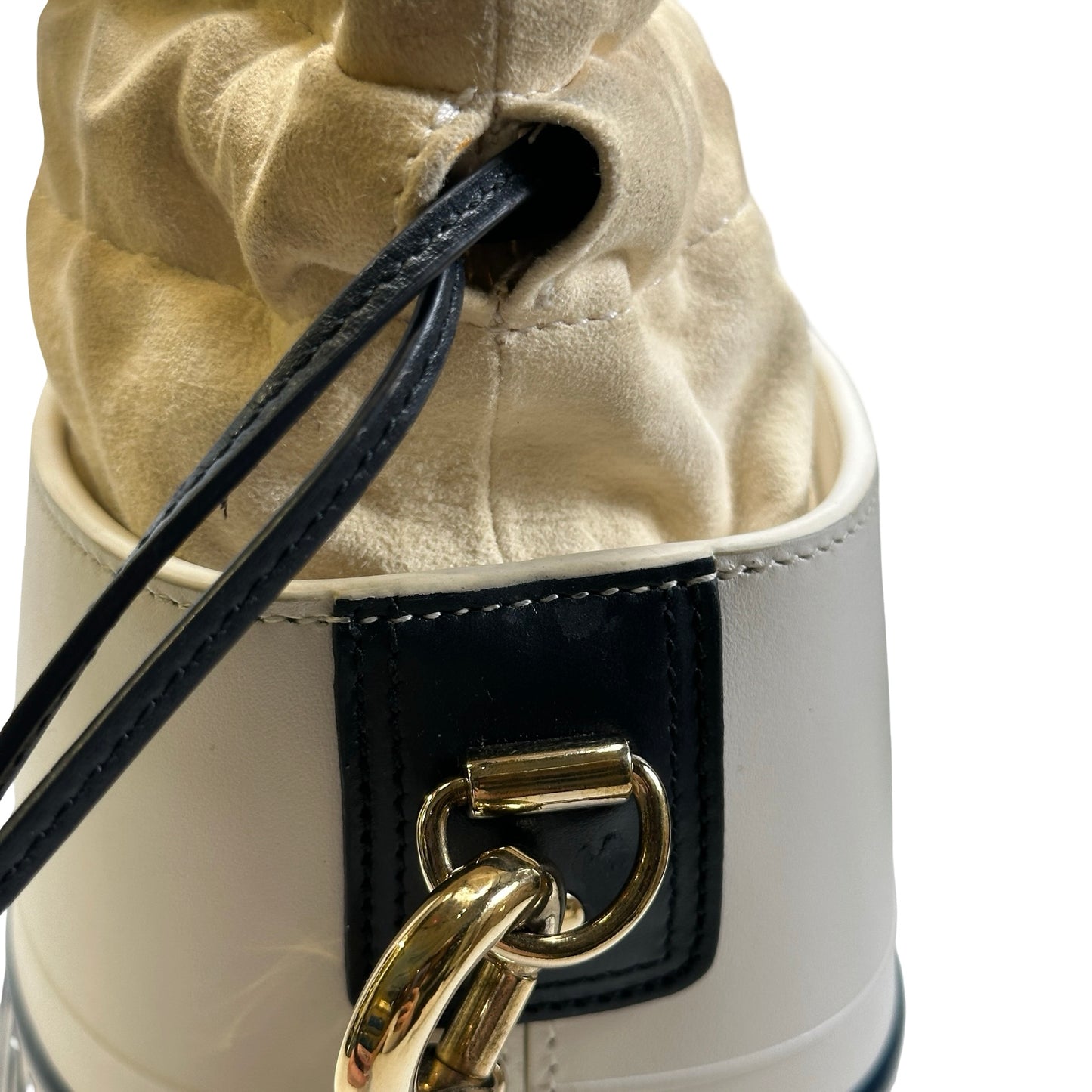 Used DIOR Leather Vibe Bucket Bag White Navy Blue
