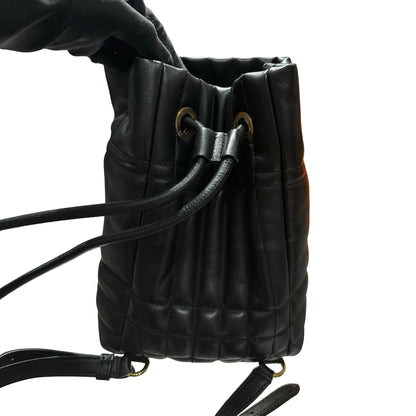 Used BURBERRY Quilted Leather Lola Bucket Bag Black Gold