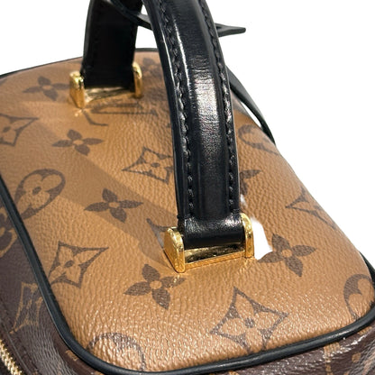 Used Louis Vuitton Monogram Eclipse Coated Canvas Vanity Chain Pouch Cross Body Bag Brown GHW