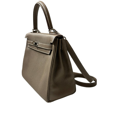 Used HERMÈS Kelly 25 Two Way Shoulder Bag Etoupe (18) PHW