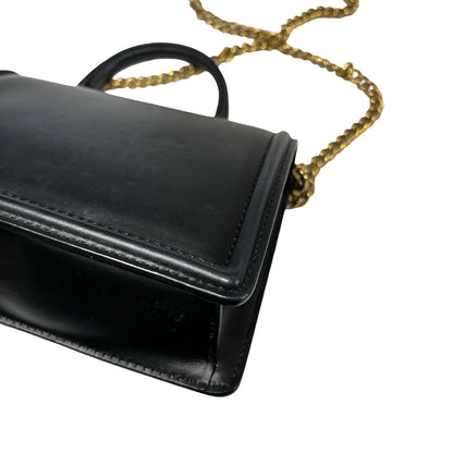 Used DOLCE & GABBANA Calfskin Leather Chain Shoulder Shoulder Bag Black GHW