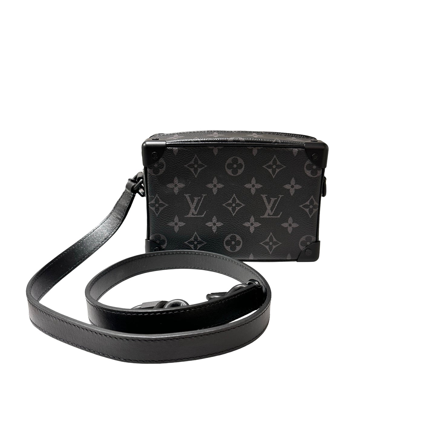 Used LOUIS VUITTON Monogram Eclipse Canvas Soft Trunk Mini Cross Body Bag Black