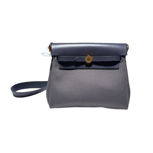 Unused HERMÈS Mini Herbag Two Way Shoulder Bag Grey GHW