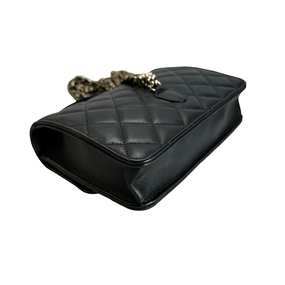 Used CHANEL Quilted Lambskin Trend CC Handbag Black Gold