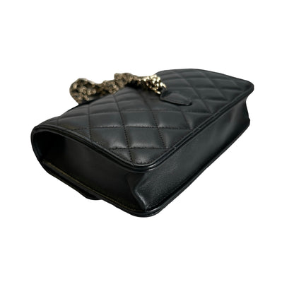 Used CHANEL Quilted Lambskin Trend CC Handbag Black Gold