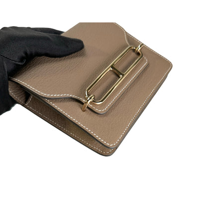Used HERMES Etoupe Roulis Wallet Brown PHW