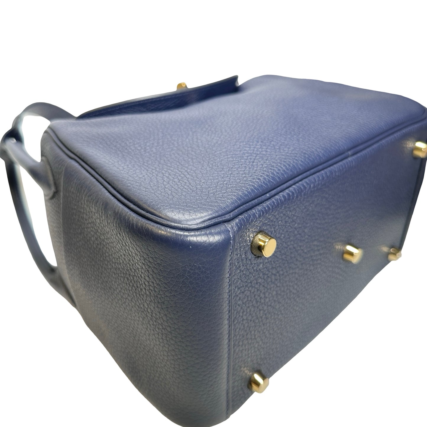 Used HERMES Clemence Lindy 26 Handbag Navy GHW