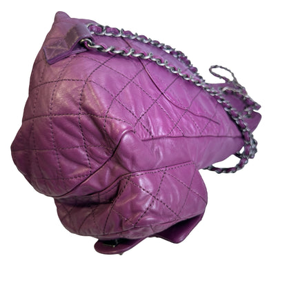Used CHANEL Quilted Leather Backpack Backpack Purple
