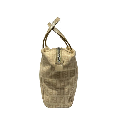 Used Fendi Canvas Handbag Beige PHW