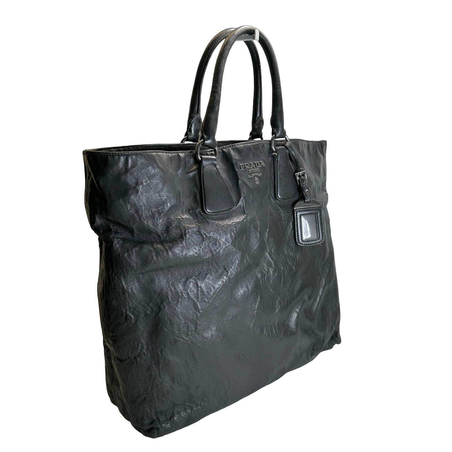 Used PRADA Leather Tote Bag Tote Bag Black