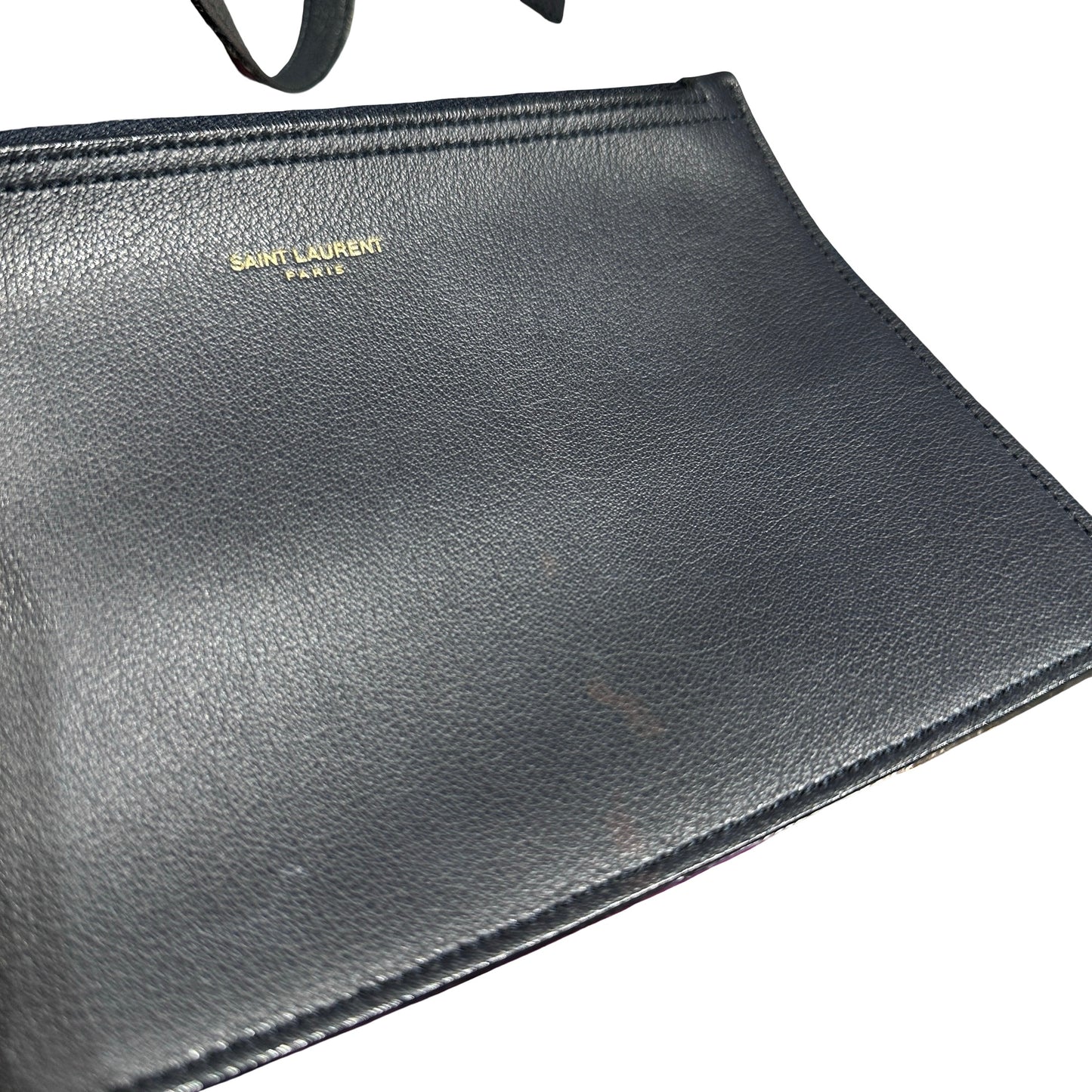 Used SAINT LAURENT East/West Supple Leather Shopping Bag Black GHW