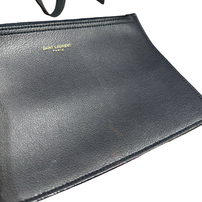 Used SAINT LAURENT East/West Supple Leather Shopping Bag Black GHW