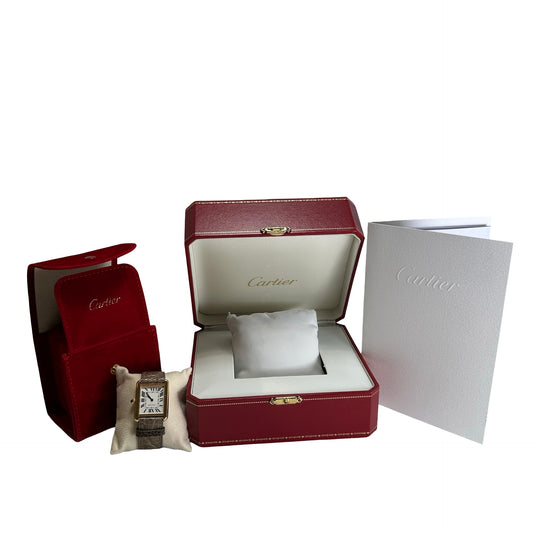 Used CARTIER Leather Tank Solo Watch Gold Beige