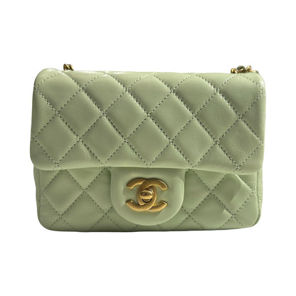 Brand New CHANEL Matelasse Quilted Mini Matelasse Mini Bag Light Green GHW