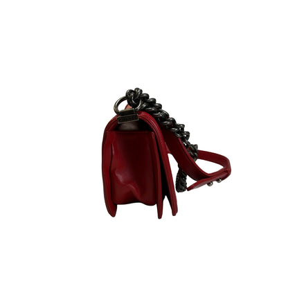 Used CHANEL Stingray Leather Boy Crossbody Bag Red