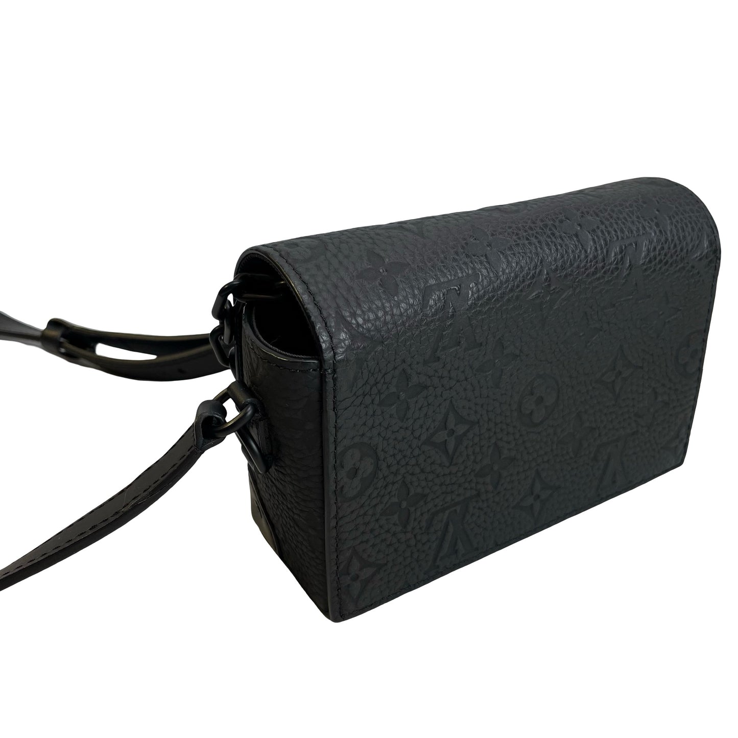 Used LOUIS VUITTON Monogram Taurillon Mini Soft Trunk Crossbody Bag Black