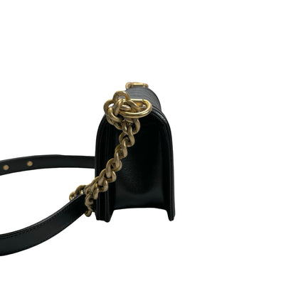 Used CHANEL Quilted Caviar Boy Bag Chain Shoulder Bag Black GHW