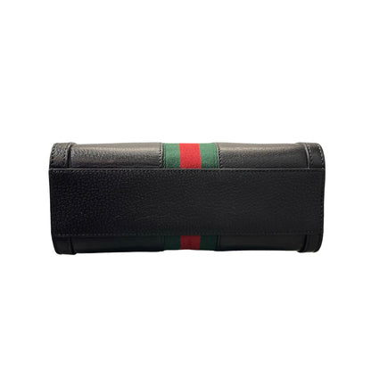 Used GUCCI Calfskin Leather Ophidia Cross Body Bag GHW Black