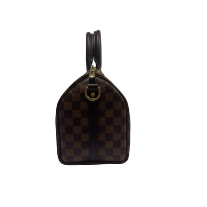 Brand New LOUIS VUITTON Damier Ebene Speedy 25 Handbag Brown，GHW