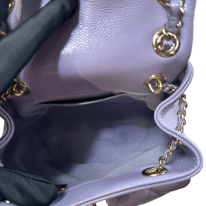 Used CHANEL Quilted Caviar Duma Backpack Purple Gold