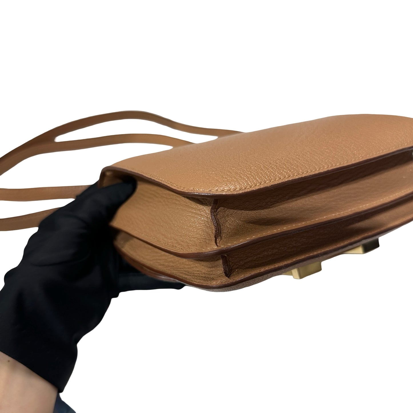 Used HERMÈS Chevre Goatskin Mini Constance Shoulder Bag GHW 2J