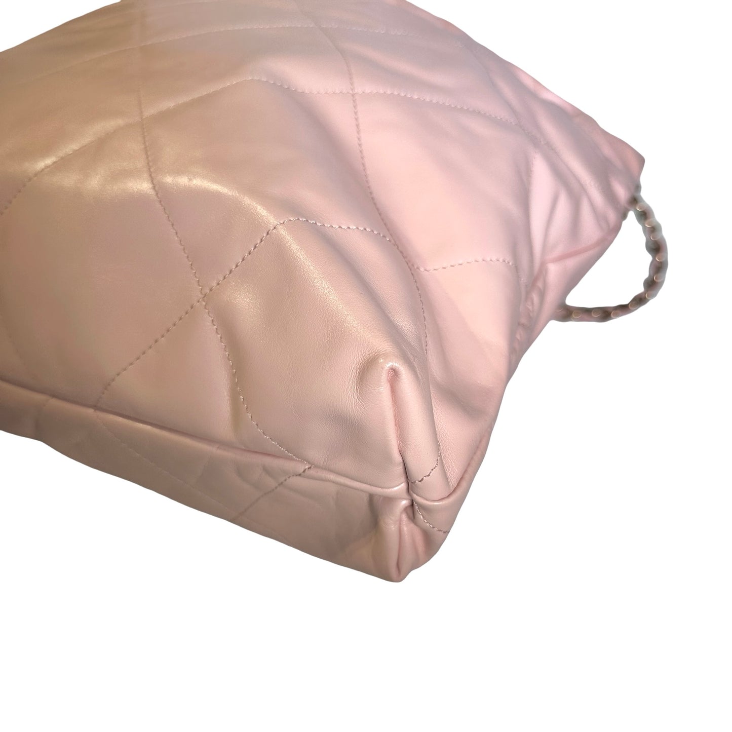 Used CHANEL Calfskin Leather 22 Medium Shoulder Bag Pink GHW