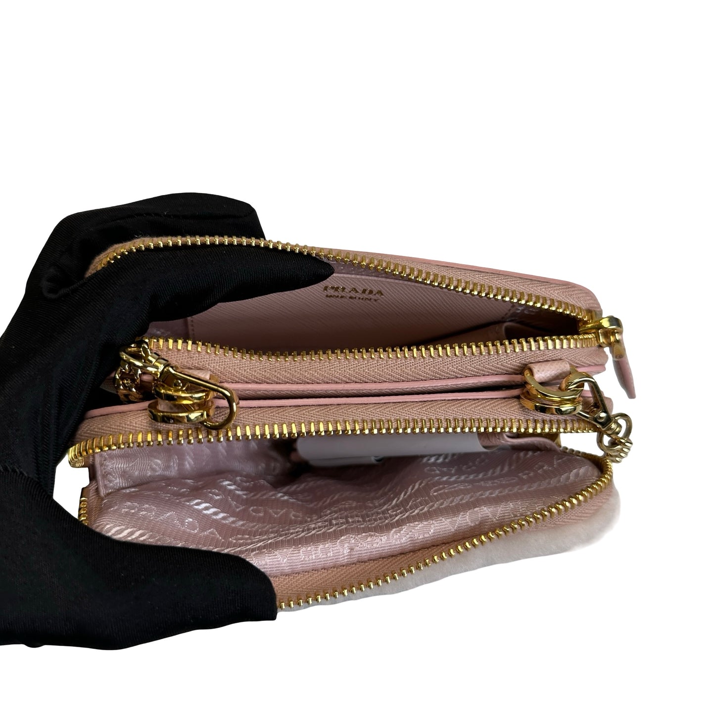 Used PRADA Shearling Triangle Mini Bag Mini Bag Pink GHW
