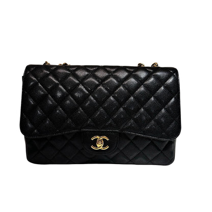 Used CHANEL Classic Flap Shoulder Bag Black GHW