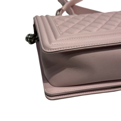 Used CHANEL Quilted Lambskin Boy Chanel Shoulder Bag Light Pink PHW