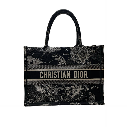 Used CHRISTIAN DIOR Zodiac Embroidery Book Tote Tote Bag Black White