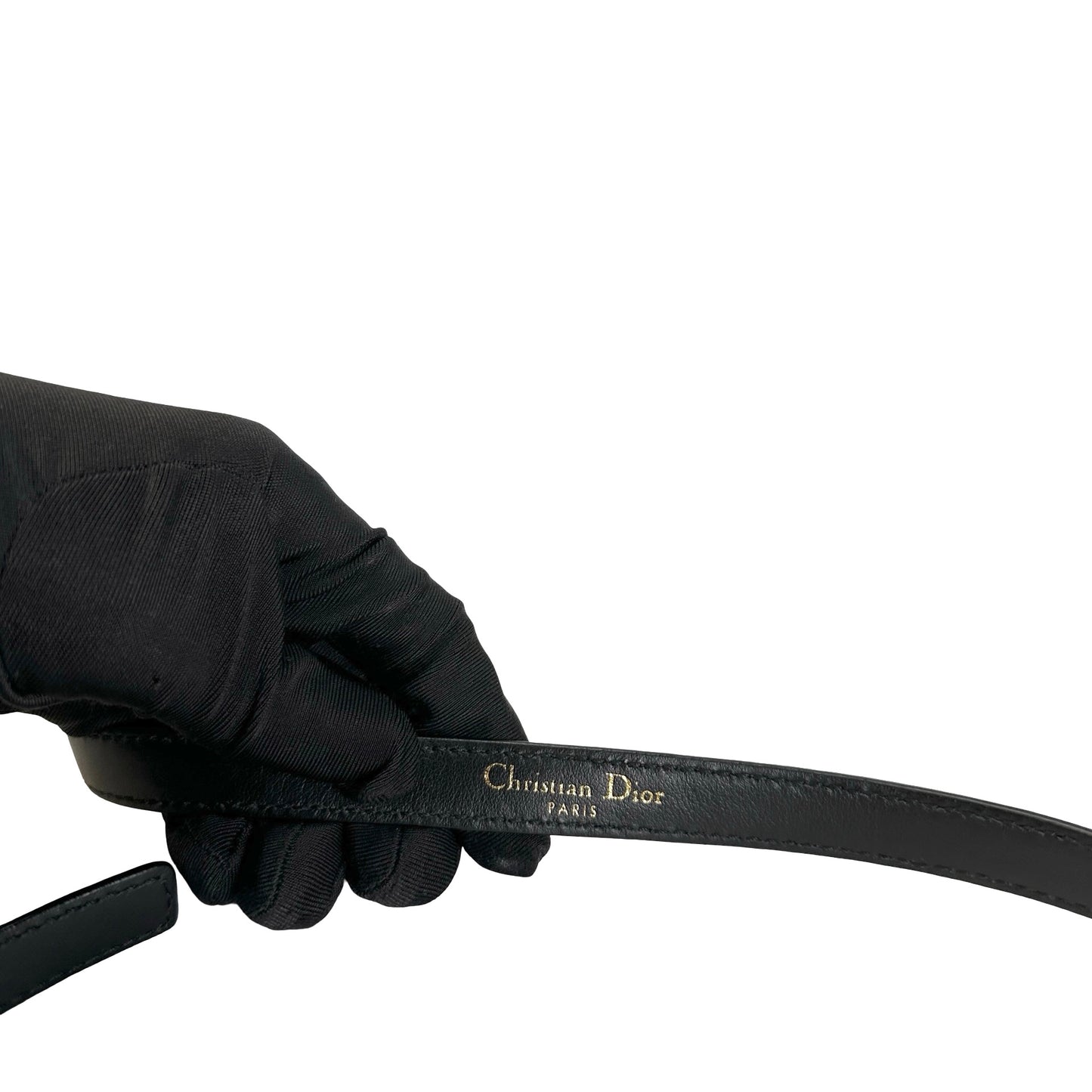 Used CHRISTIAN DIOR Leather Belt Black Gold