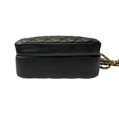 Used Chanel Calfskin Leather Camera Shoulder Bag Black GHW