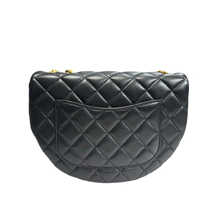 New CHANEL Lambskin Leather New CHANEL Lambskin Leather Hobo with Camellia Chain Shoulder Chain Shoulder Bag Black GHW