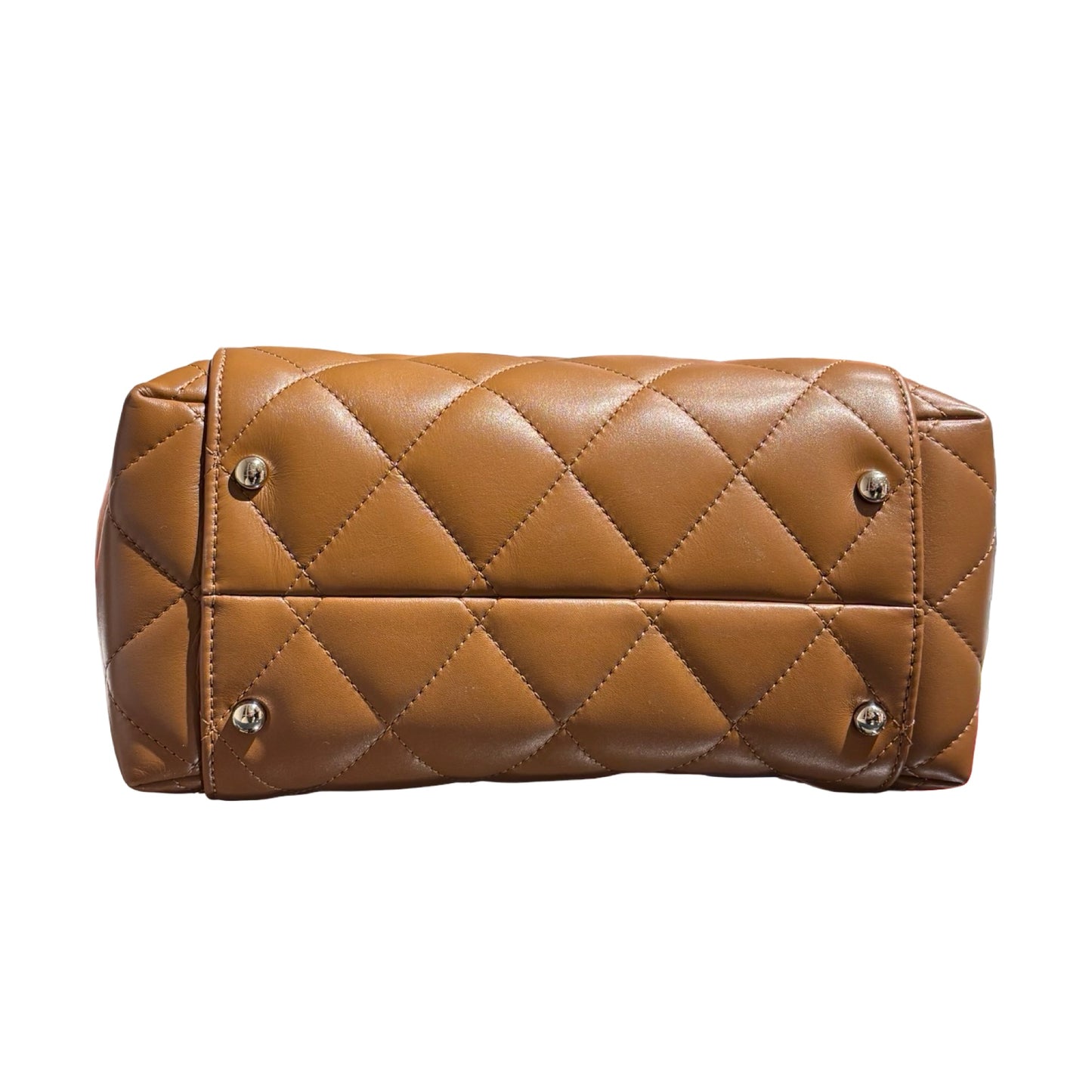 Used CHANEL Lambskin Leather Tote Bag Brown GHW