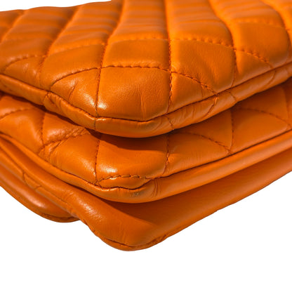 Used CHANEL FLAP Cross Body Orange PHW Cross Body Bag Orange