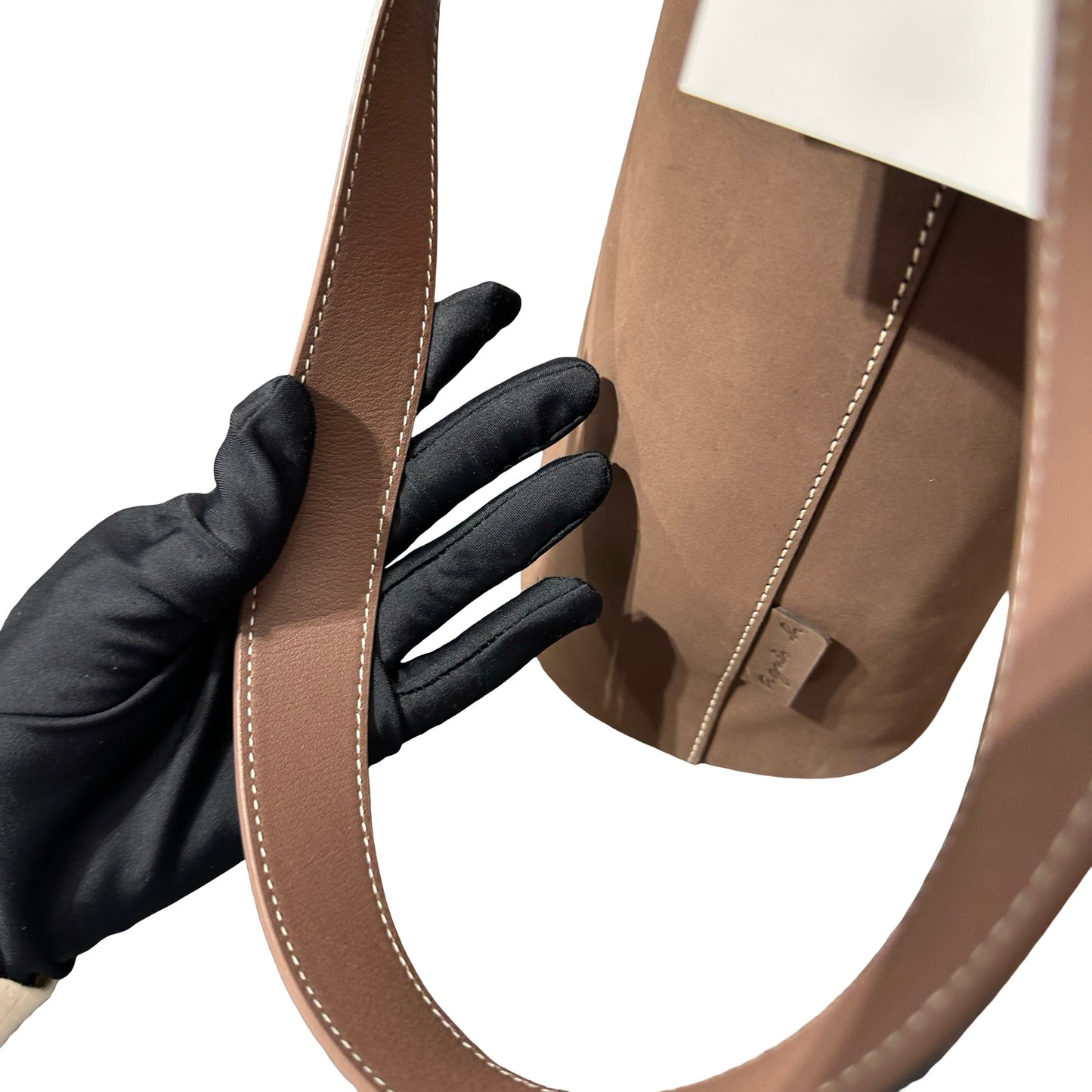 Used AGHES B Shoulder Shoulder Bag Brown GHW