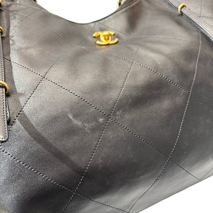Used CHANEL Calfskin Leather New Chanel MAXI TOTE Shoulder Black GHW