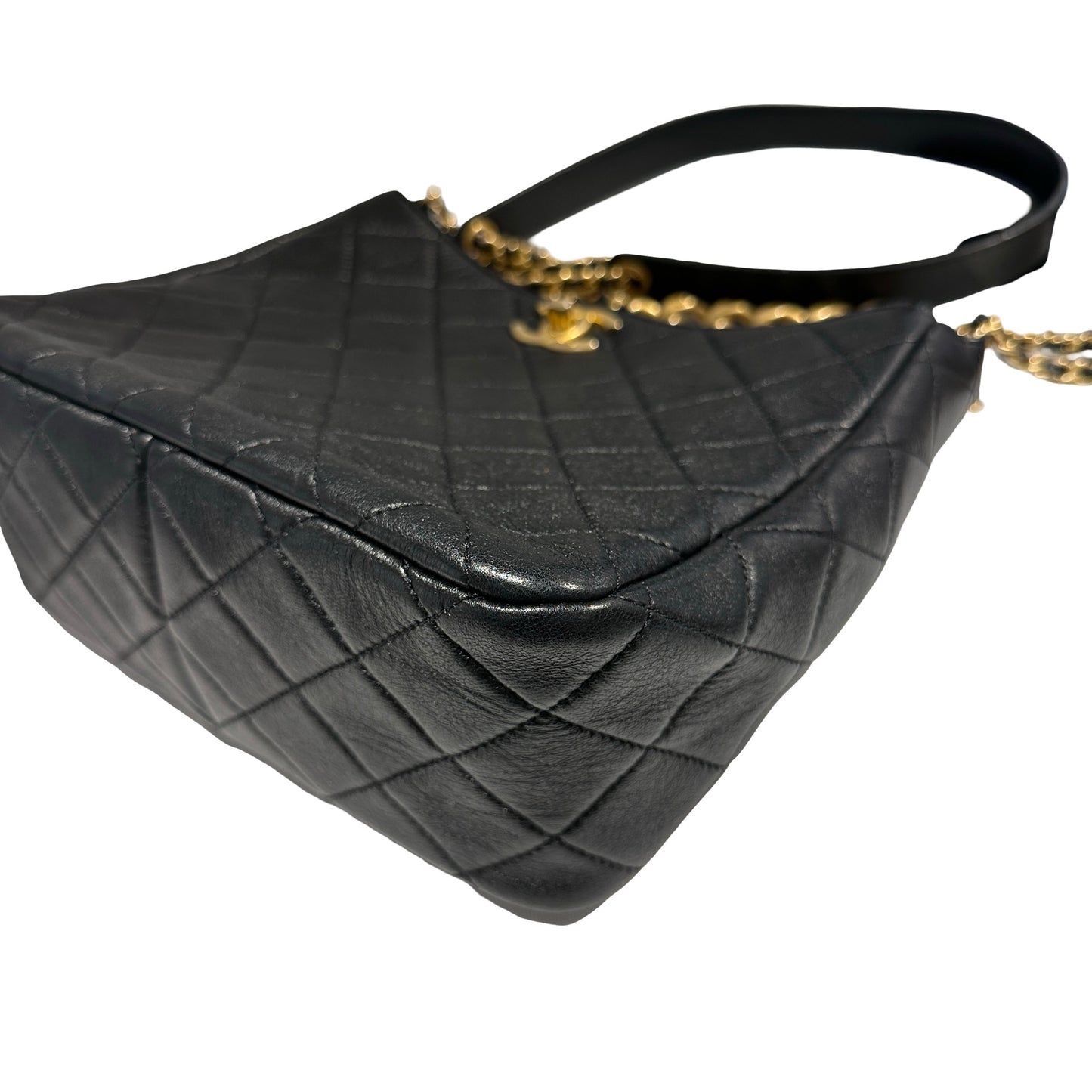 Used CHANEL Lambskin 22PHobo Bag Shoulder Bag Black Gold