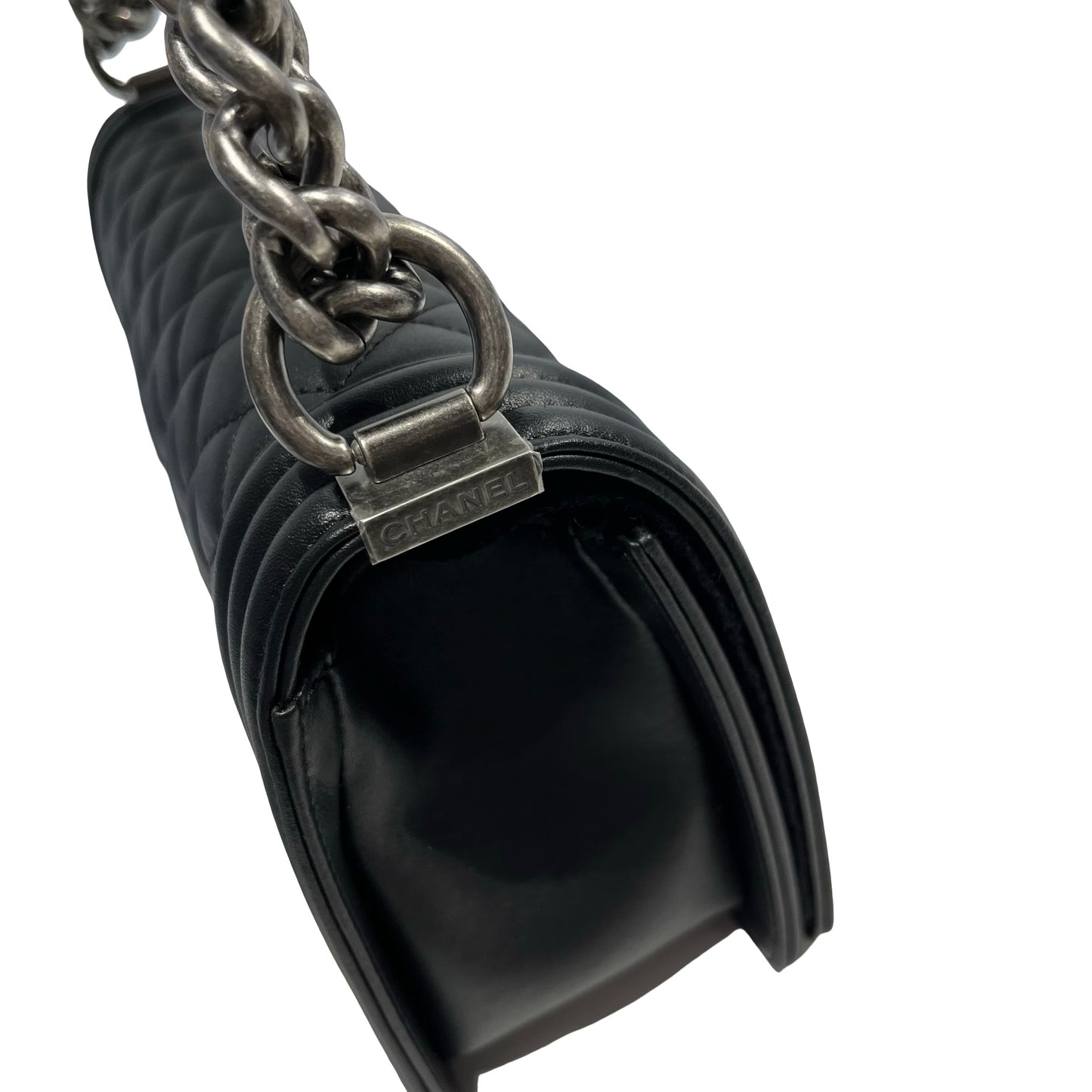 Brand New CHANEL Lambskin Boy Chain shoulder bag Black PHW