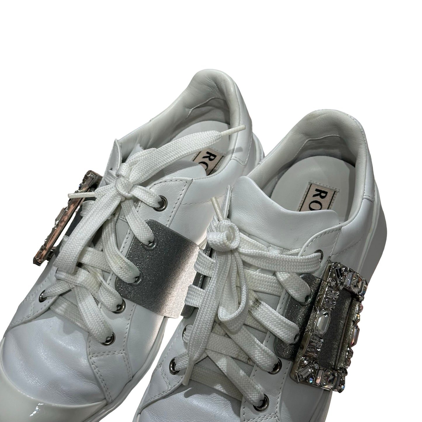 Used ROGER VIVIER Sneakers with Crystals Shoes White