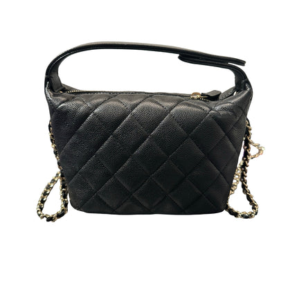 Used CHANEL Hobo Bag Black GHW