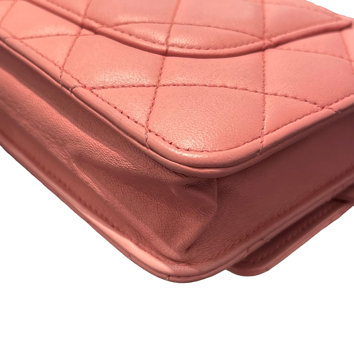 Used CHANEL Lambskin WOC Shoulder Bag Pink PHW