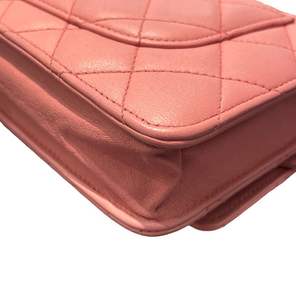 Used CHANEL Lambskin WOC Shoulder Bag Pink PHW