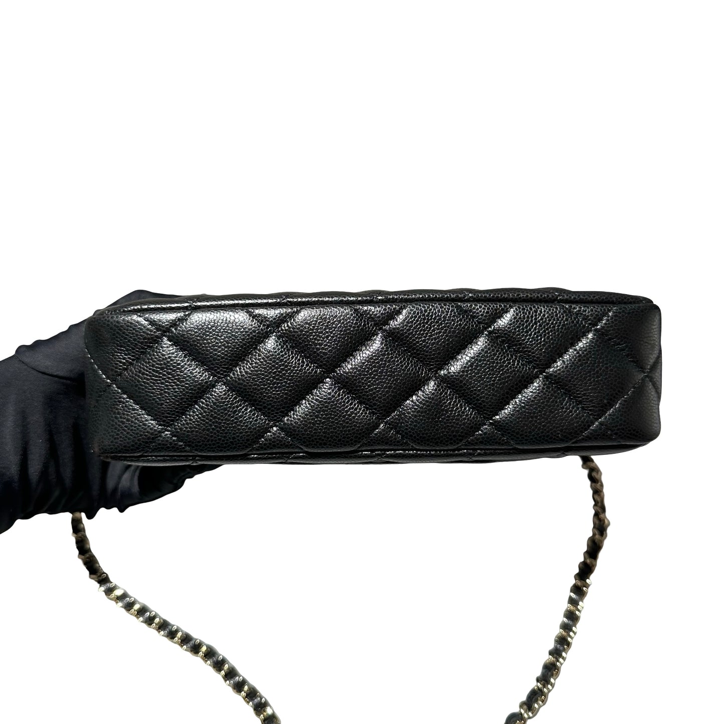 New CHANEL Calfskin Leather Cross Body Bag Black GHW