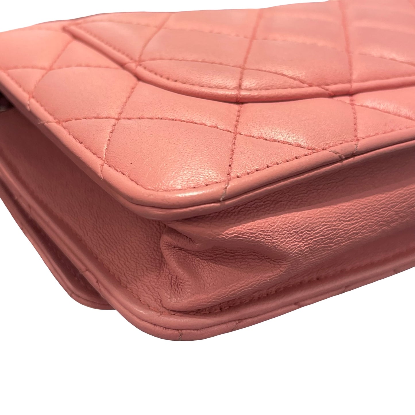 Used CHANEL Lambskin WOC Shoulder Bag Pink PHW