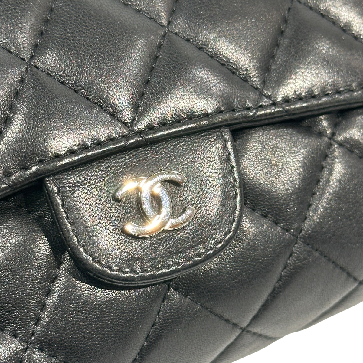 Used CHANEL Matelasse Lambskin Matelasse Pouch Black Burgundy