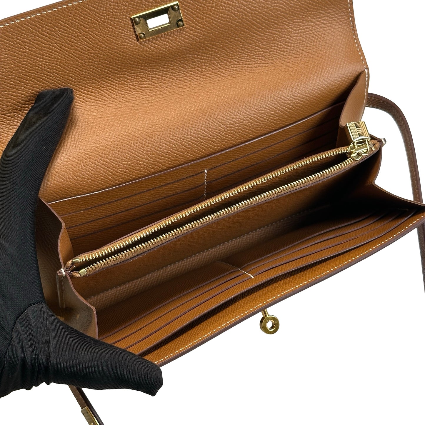 Used HERMES Epsom Kelly Long wallet Gold